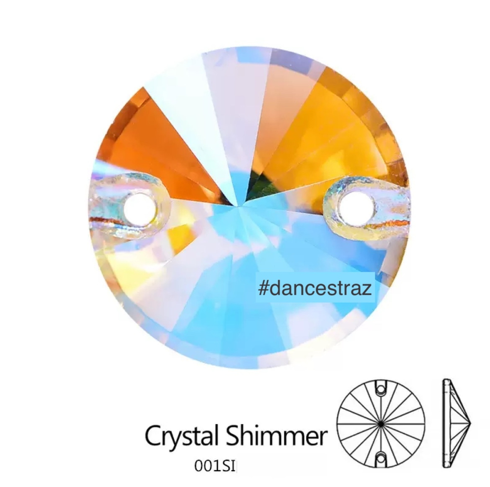 Стразы пришивные, Rivoli, Crystal Shimmer, 001SI, 12mm, (40 ea/pkg), 5A+best, (F2)