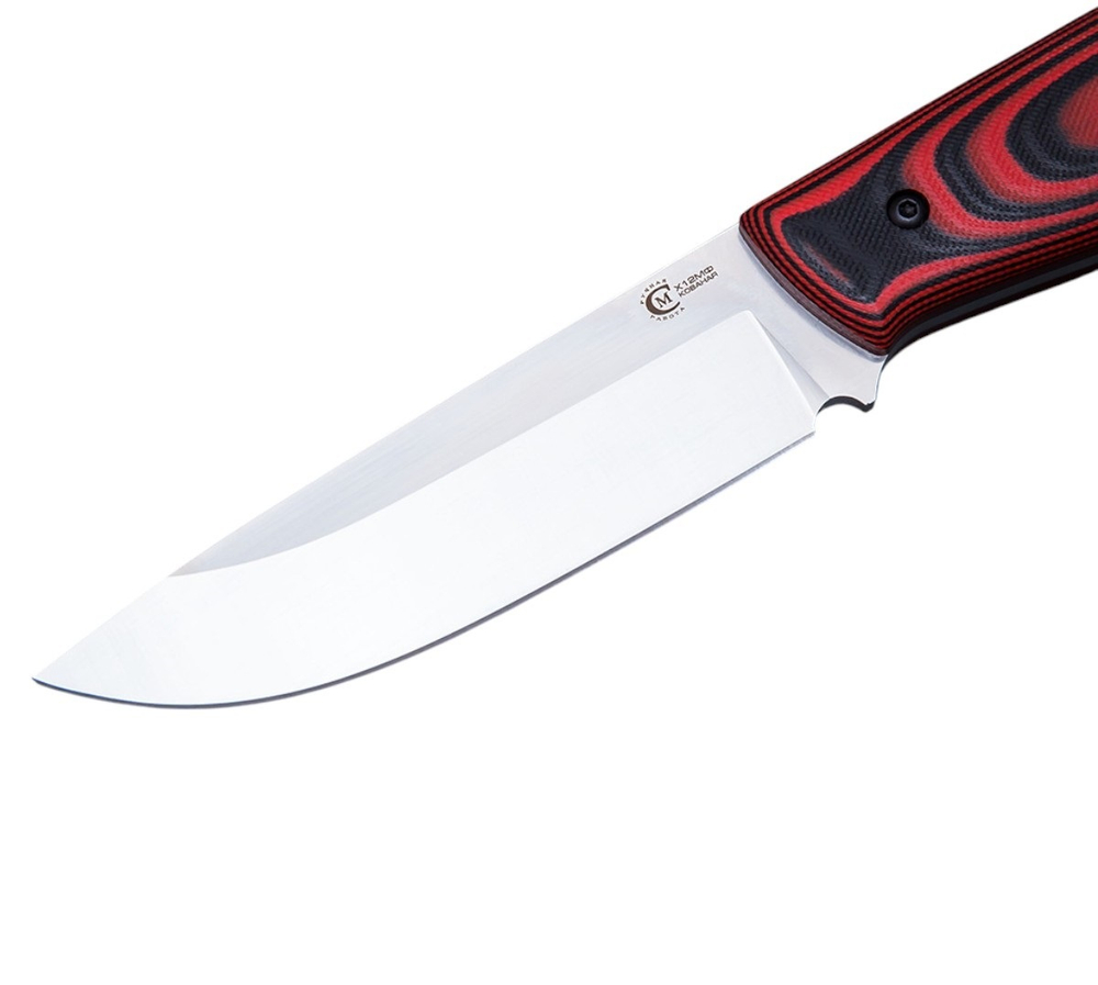 Нож кузница Семина Соболь, ст.Х12МФ, ц.м. рук.G10 черно-красный, чехол кайдекс