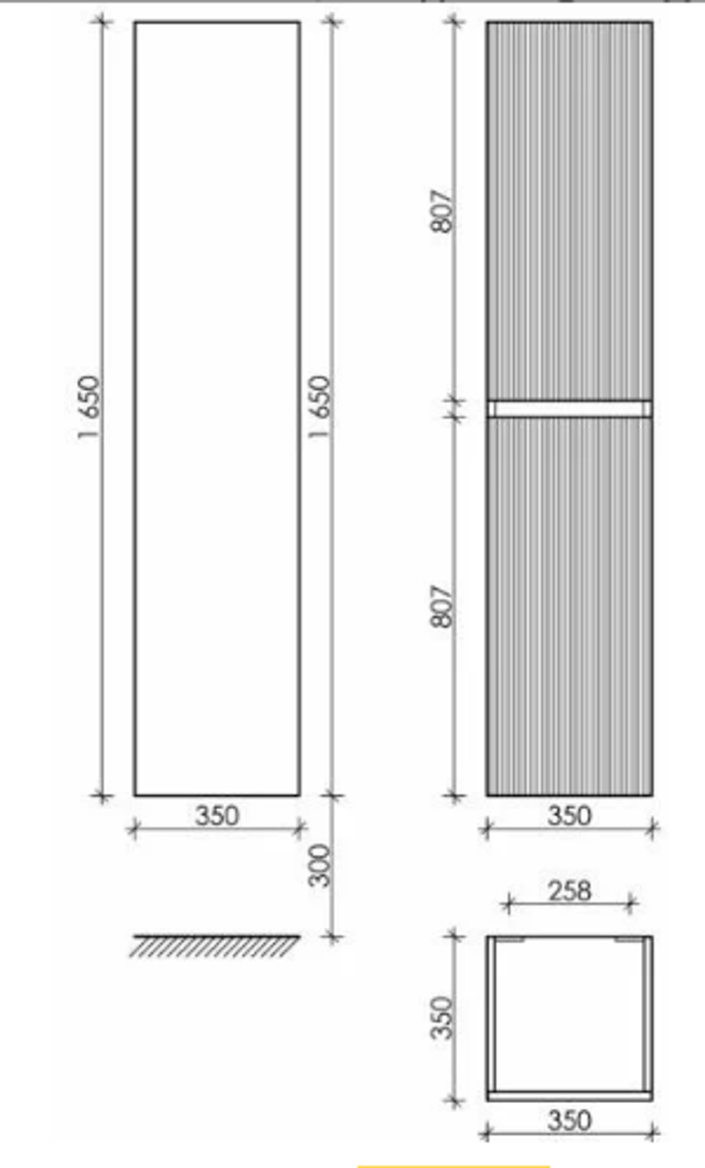 Шкаф-пенал SANCOS Snob R подвесной Beige Soft, 350х350х1650 мм, арт. PSNR35CE
