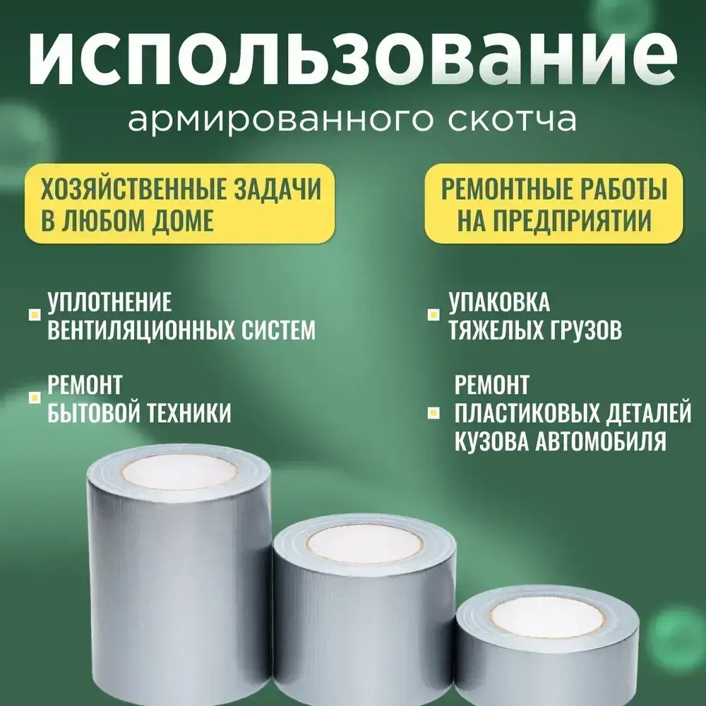 Скотч армированный / Армированный скотч серый / 10см 50м 1 шт