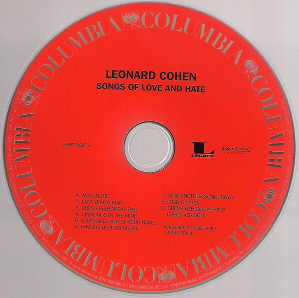 CD Leonard Cohen - Songs Of Love And Hate (Европа 2007г.)