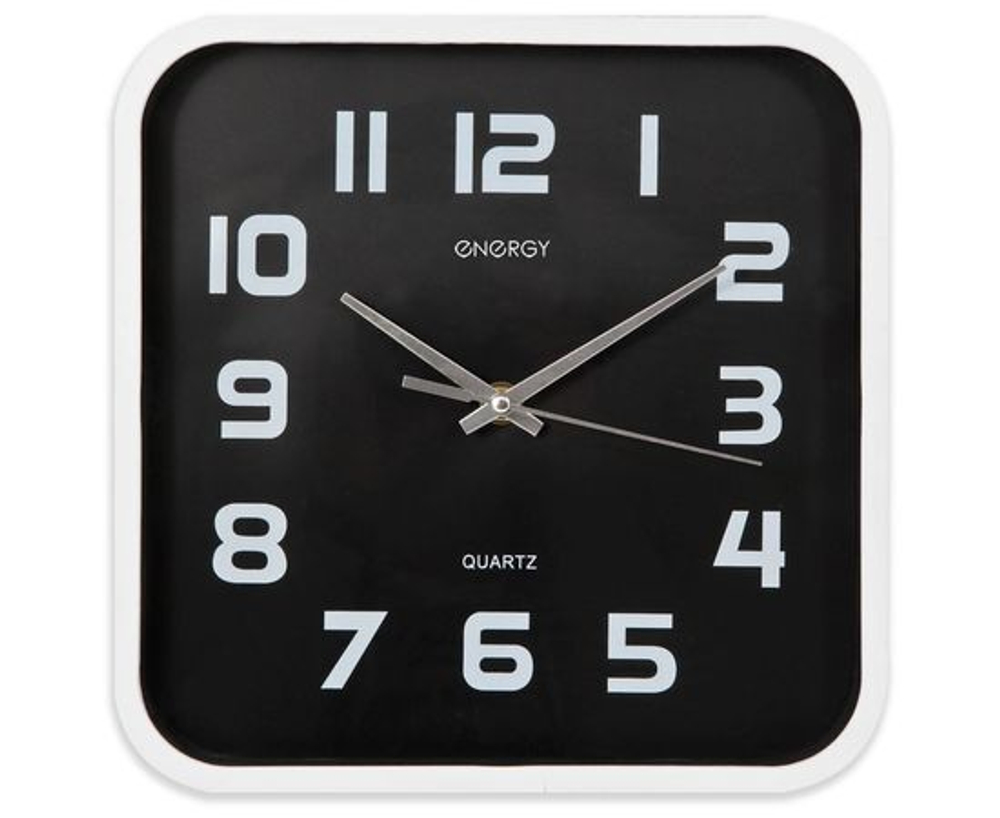 Часы настенные Energy EC-09, 25,4*3,9см (квадратные) плавный ход, пластик, АА*1шт нет в компл