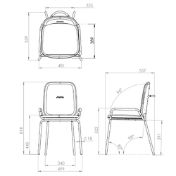Набор из 2 стульев ror, double frame, рогожка, черный /серый