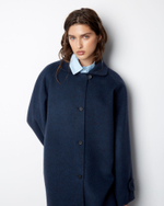 Пальто из мягкой шерсти Стелла Маккартни синий меланж