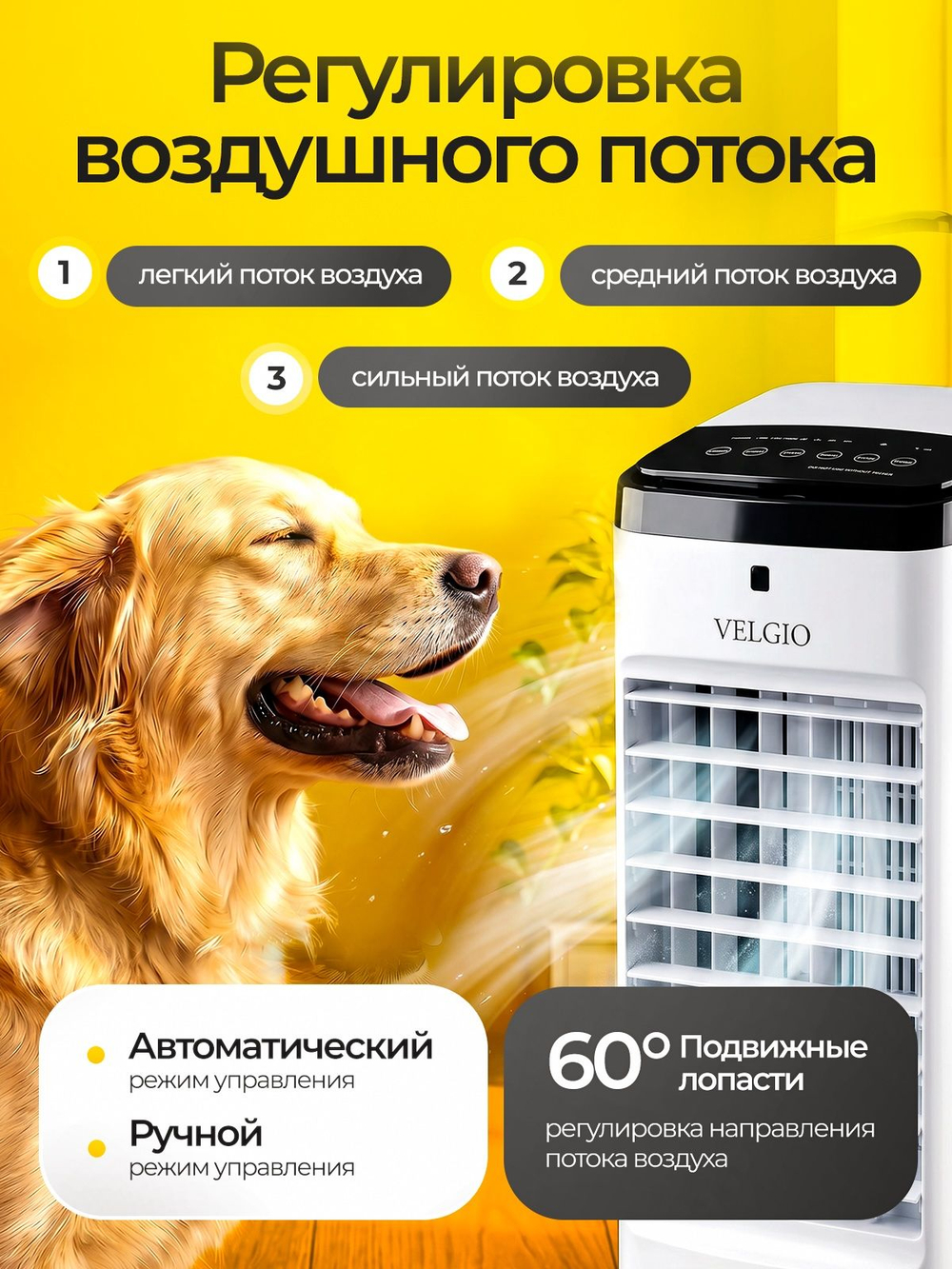 Мобильный напольный кондиционер, вентилятор, охладитель воздуха Velgio R88 Белый