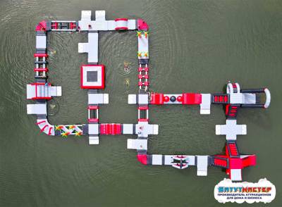 Большой надувной аквапарк для бизнеса «Коралловый риф», 39×29×5 м