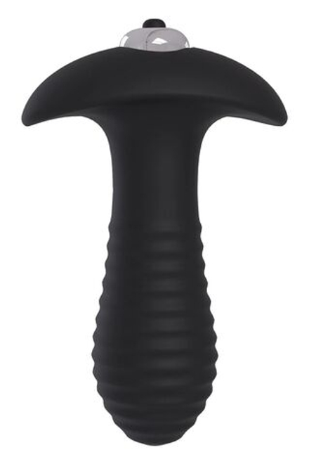 Черный анальный вибромассажер Single Speed Spiral Plug - 11 см.