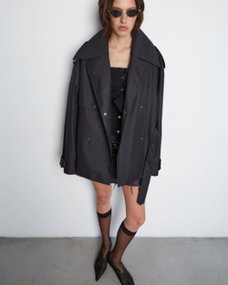 Тренч с утепленным жилетом черный