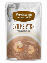 Лакомство "Суп из утки с креветками", для кошек, 35г х 4 шт. Деревенские лакомства
