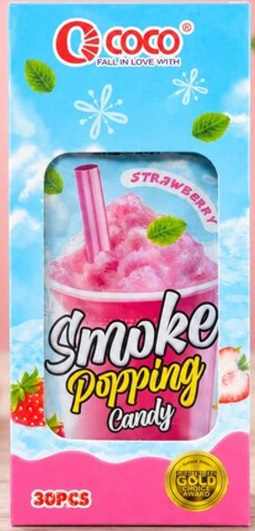 Шипучие конфеты с трубочкой Smoke Popping клубника 30шт