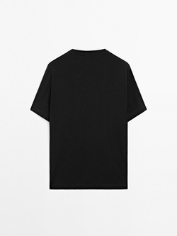 Massimo Dutti Футболка с коротким рукавом из смесового льна, черный