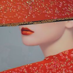 GAEM Панно с кристальным декором "Девушка в красной шляпе", L51 W2,5 H71 см
