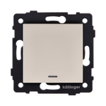 Выключатель 1-клавишный проходной 10А/250В с LED подсветкой, золотой Kollinger REA-S-004GD для Aspekt, Eleganz, Reflex