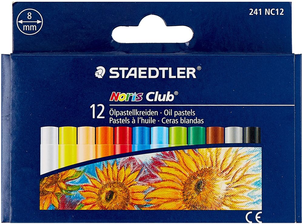 Пастель масляная художественная STAEDTLER (Германия) "Noris club", 12 цветов, круглое сечение, 241 NC12