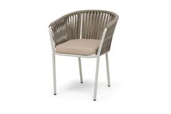 "Бордо" стул плетеный из роупа, каркас алюминий светло-серый (RAL7035) шагрень, роуп серо-коричневый 23мм, ткань Neo ash