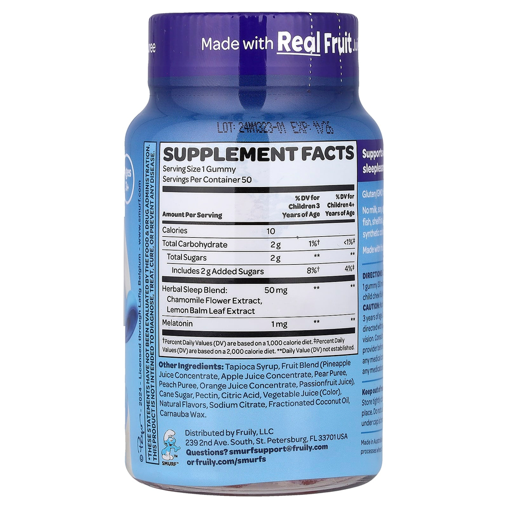 The Smurfs, добавка для спокойного сна, для детей от 3 лет, ягодный вкус, 50 жевательных таблеток