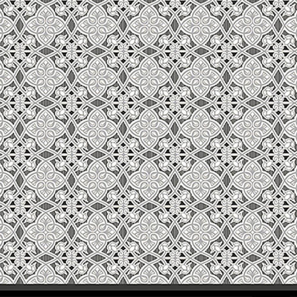 Клеенка столовая ПВХ "Элегия" 1,35*22м (22м/рул) Орнамент 7055-015-white/grey