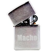 Зажигалка серебристая матовая Zippo Macho с покрытием Brushed Chrome