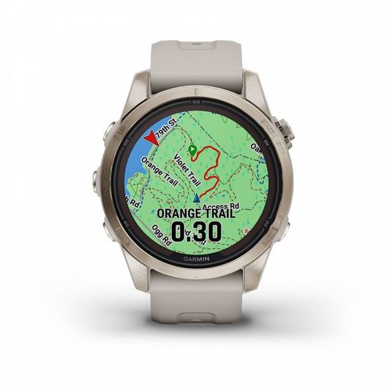 Умные часы FENIX 7S PRO Sapphire Solar золотистый корпус со светло-песочным ремешком