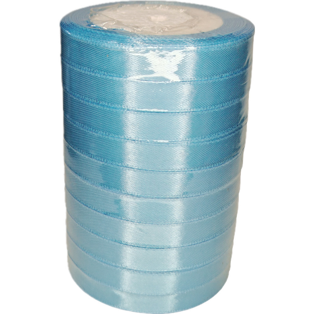 Лента упаковочная атласная 12мм, 22 м голубая (10шт/уп)