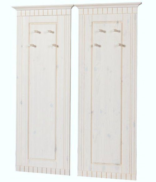 Вешалки настенные для одежды Неаполь 47х125 см из массива сосны, 2 шт., деревянные вешалки в прихожую, белый воск