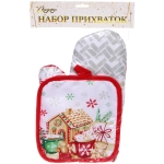 Прихватка в наборе с прихваткой-варежкой «Miracle», пряничный домик, 25,5*17 см, 17*17 см