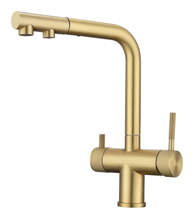 15058-S Смес. од. для кухни с ВЫД. лейкой и подк. ФИЛЬТ. (Мат. Золото)  HANSEN (6/1шт)