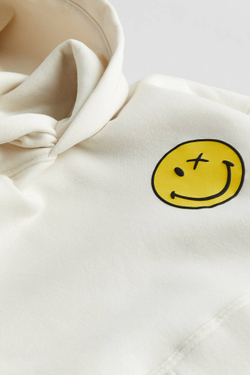 H&M Толстовка с капюшоном и принтом, белый