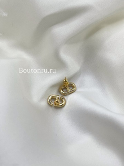 Серьги Ди. золотистые со стразами