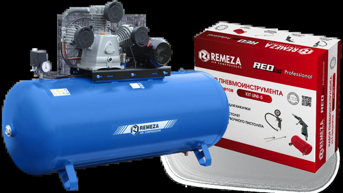 Компрессор поршневой СБ4/Ф-500.LB75 с набором пневмоинструмента KIT UNI-5