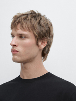 Massimo Dutti Хлопковая футболка с коротким рукавом, темно-синий