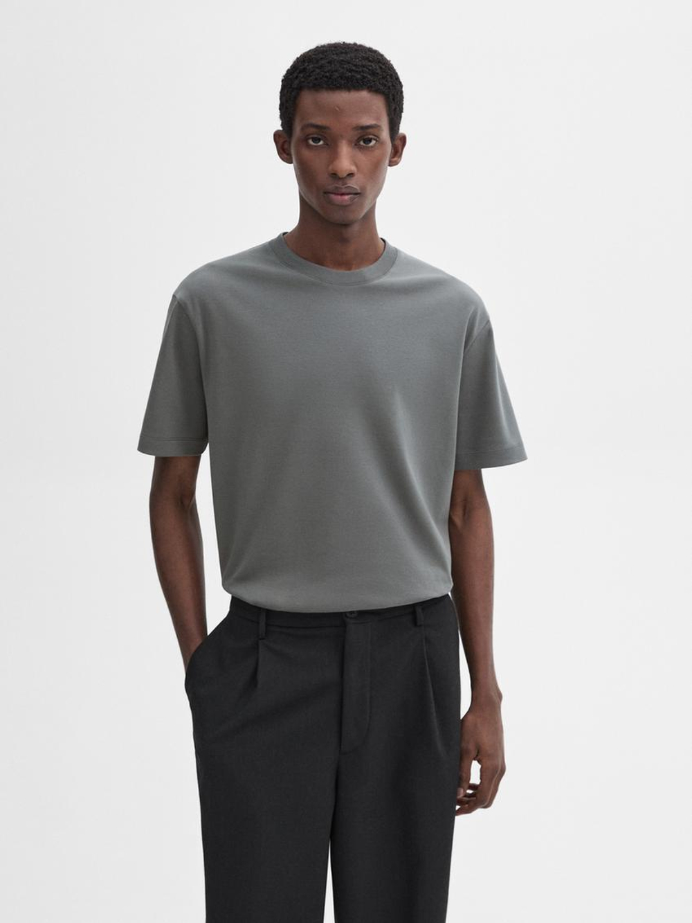 Massimo Dutti Хлопковая футболка-поло с короткими рукавами, синий