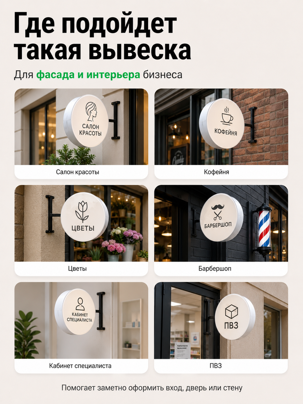 Вывеска с подсветкой панель-кронштейн круглая белая