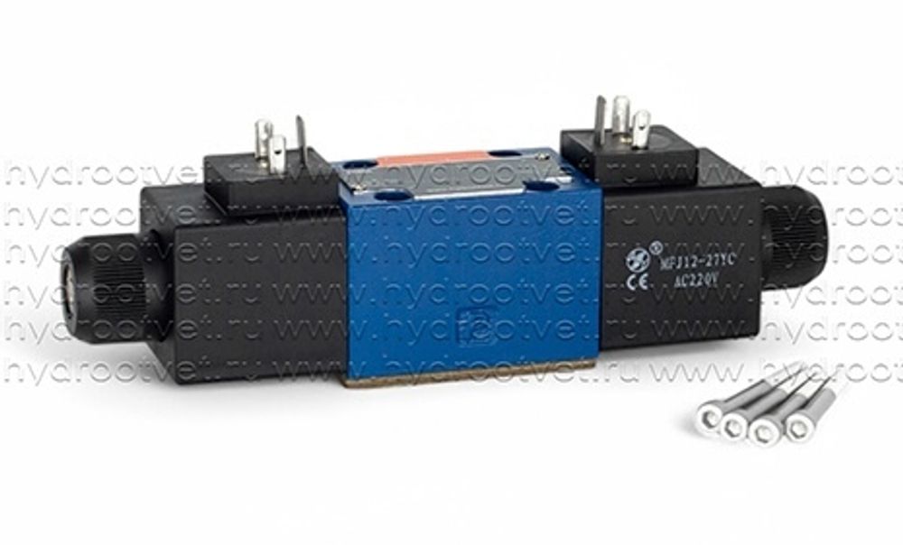 4WE6J61/CW220-50N9K4 - Гидрораспределитель золотниковый Ду 6 с электроуправлением, схема J (34), электроуправление W230, возврат - пружинный