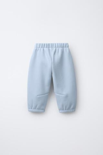 ZARA БРЮКИ BAGGY С ФЛИСОВОЙ ПОДКЛАДКОЙ И ЛОГОТИПОМ, СИНИЙ