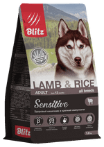 Сухой корм для собак Blitz ADULT LAMB & RICE ALL BREEDS, ягненок и рис, 1,8кг