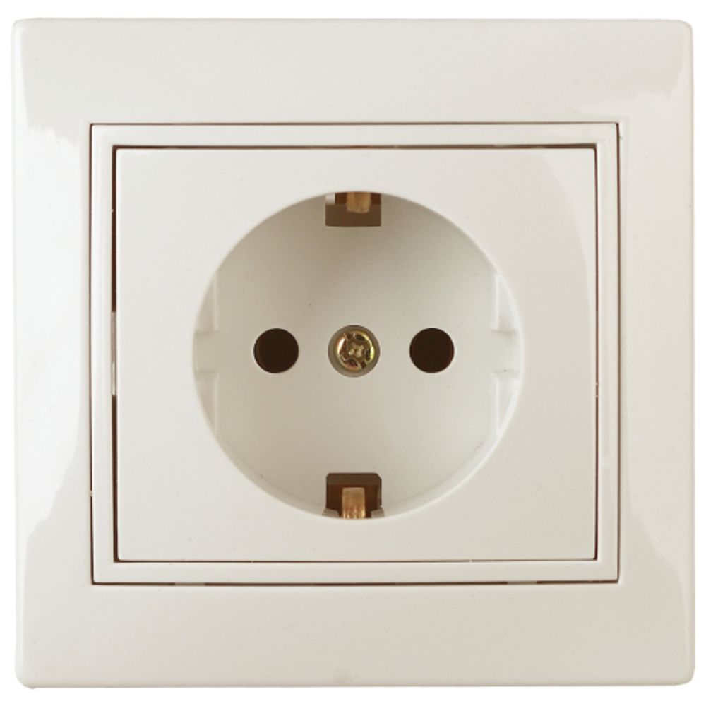 Розетка Intro Plano 1-202-02 с заземлением 2P+E Schuko 16А-250В IP20 СУ слоновая кость