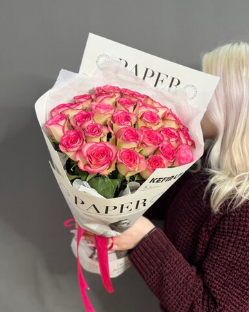 Букет из 25 розовых роз (Кения 40 см)