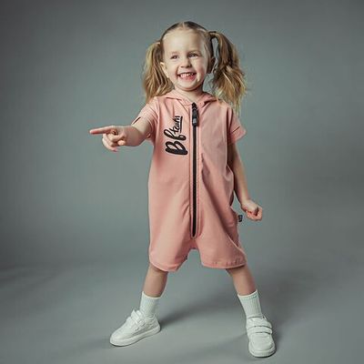 Bb team zip-up romper - Rose