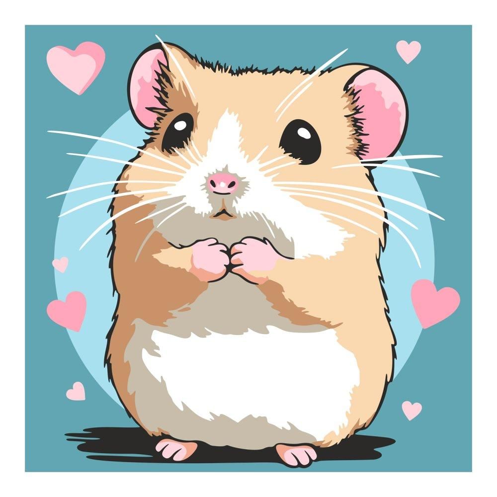 Картина по номерам на картоне для малышей 20*20см. "Милый хомячок" (Lori)