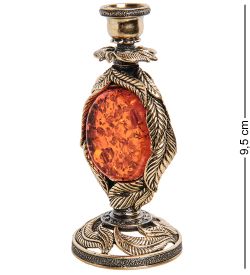 Народные промыслы AM-3276 Подсвечник «Ива» (латунь, янтарь)