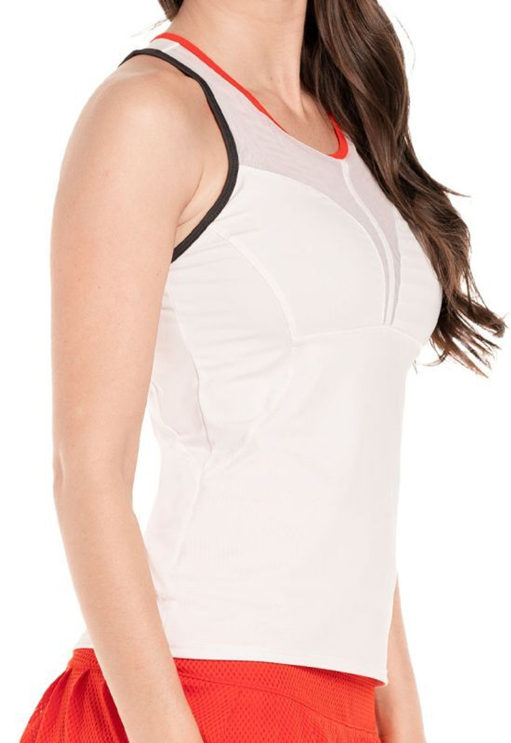 Женский топ теннисный Lucky in Love Tech It Out Baseline Tank W/Bra - white