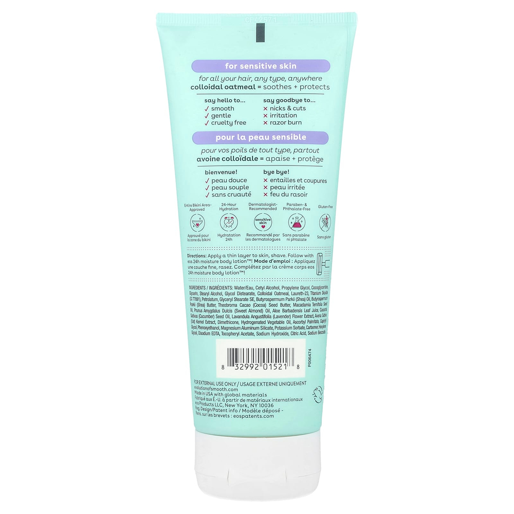 EOS, Shea Better ™, крем для чувствительного бритья ™, коллоидная овсянка, 207 мл (7 жидк. Унций)