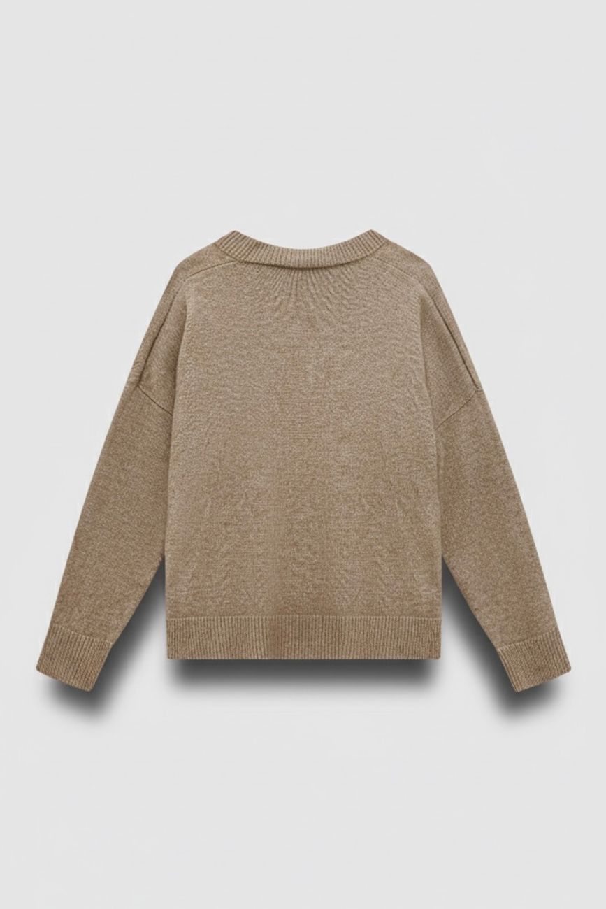 Джемпер вязаный из премиальной шерсти, бежевый