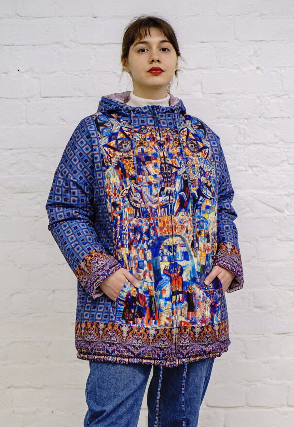 Двусторонняя куртка "Нарвские ворота", по мотивам картины «Нарвские ворота» художника Филонова