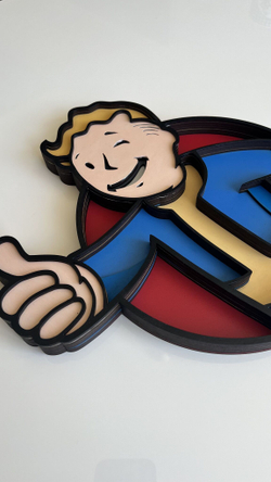Деревянные 3D пазлы картина по номерам Волт-Бой Fallout, 30х30 см