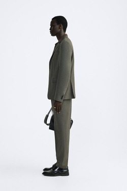 ZARA КОСТЮМНЫЙ БЛЕЙЗЕР КОМФОРТНОЙ ПОСАДКИ, ЗЕЛЕНЫЙ