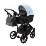 Детская универсальная коляска Adamex NOLA Deluxe 2 в 1 N-SD112 (Голубая экокожа, Черная экокожа)