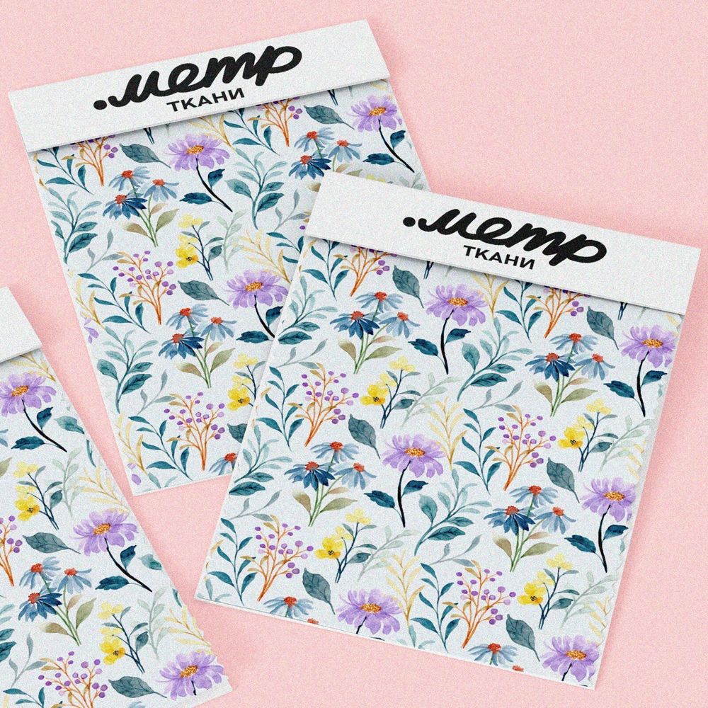 Ткань саржа минималистичный цветочный принт