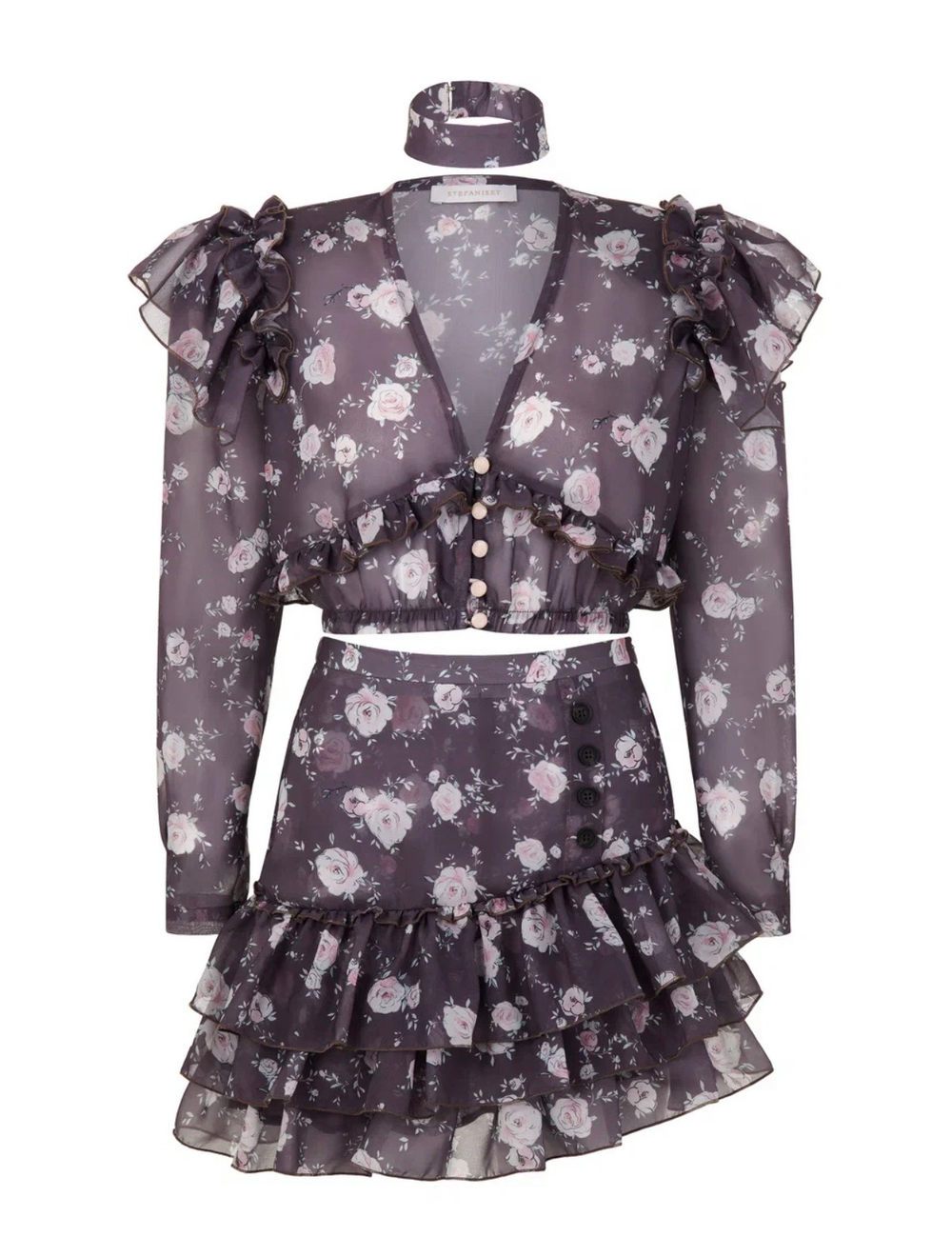 Топ с воланами Afina, мокко